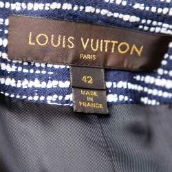 Louis Vuitton Navy Blue-White Textured Button Front Jacket L