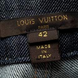 Louis Vuitton Navy Blue Denim Patch Pocket Detail Flared Leg Cropped Jeans L