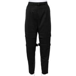 Pre Owned Louis Vuitton Black Wool Zipper Detail Cargo Trousers S