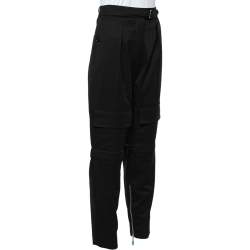 Pre Owned Louis Vuitton Black Wool Zipper Detail Cargo Trousers S