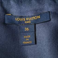 Pre Owned Louis Vuitton Navy Blue Silk Pleated Mini Skirt S
