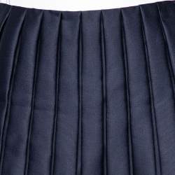 Pre Owned Louis Vuitton Navy Blue Silk Pleated Mini Skirt S