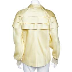 Louis Vuitton Cream Silk Ruffled Button Front Top S
