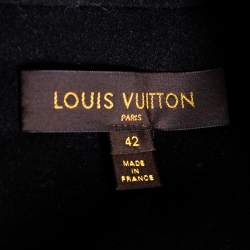 Louis Vuitton Black Cashmere Diagonal Zipper Front Cropped Jacket L 