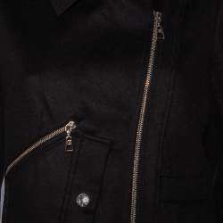 Louis Vuitton Black Cashmere Diagonal Zipper Front Cropped Jacket L 