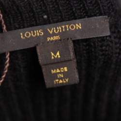 Pre Owned Louis Vuitton Black Wool Embroidered Patch Detailed Long Sleeve Jumper M