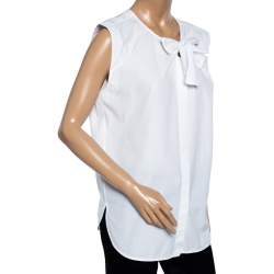 Louis Vuitton White Cotton Neck Tie Detail Button Front Shirt L