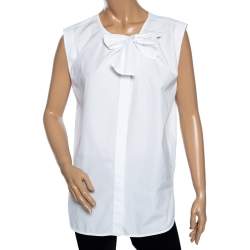 Louis Vuitton White Cotton Neck Tie Detail Button Front Shirt L