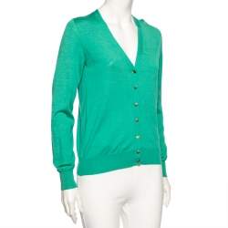 Louis Vuitton Green Knit Button Front Cardigan S 