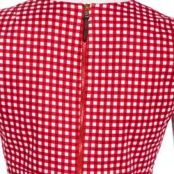 Pre Owned فستان لوي فيتون قطن قصير كاروهات أحمر قصير