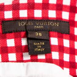 Pre Owned فستان لوي فيتون قطن قصير كاروهات أحمر قصير