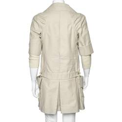 Pre Owned Louis Vuitton Beige Cotton & Wool Inset Detailed Trench Coat S