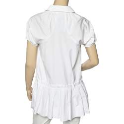 Louis Vuitton White Cotton Gathered Hem Detail Button Front Tunic M