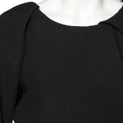 Pre Owned Louis Vuitton Black Textured Wool Round Neck Top M