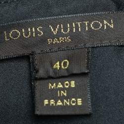 Pre Owned Louis Vuitton Black Textured Wool Round Neck Top M