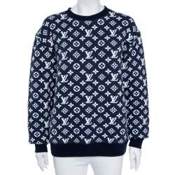 Louis Vuitton Blue Monogram Jacquard Crew Neck Sweatshirt S Louis Vuitton