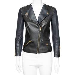 Louis Vuitton Black Leather Zip Front Jacket S