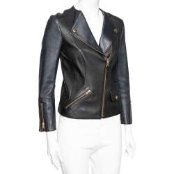 Louis Vuitton Black Leather Zip Front Jacket S
