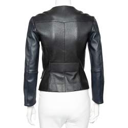 Louis Vuitton Black Leather Zip Front Jacket S