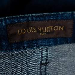 Pre Owned Louis Vuitton Indigo Colorblock Denim Monogrammed Patchwork Skirt M