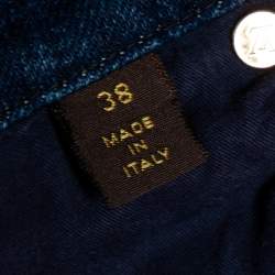 Pre Owned Louis Vuitton Indigo Colorblock Denim Monogrammed Patchwork Skirt M