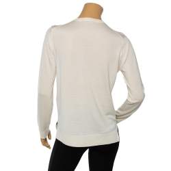 Louis Vuitton Cream Cashmere & Silk Knit Button Front Cardigan L