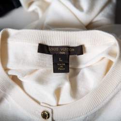 Louis Vuitton Cream Cashmere & Silk Knit Button Front Cardigan L