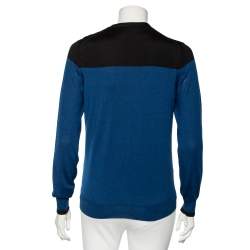 Louis Vuitton Blue-Black Paneled Silk Wool and Cashmere Top & Cardigan Set M
