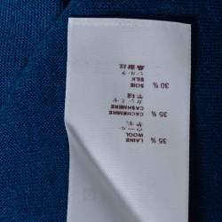Louis Vuitton Blue-Black Paneled Silk Wool and Cashmere Top & Cardigan Set M