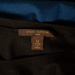 Louis Vuitton Blue-Black Paneled Silk Wool and Cashmere Top & Cardigan Set M