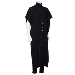 Louis Vuitton Black Cashmere Button Front Cape S