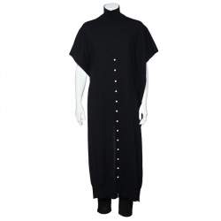 Louis Vuitton Black Cashmere Button Front Cape S