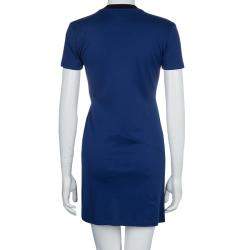 مملوكة مسبقًا فستان تيشيرت لوي فيتون ياقة مستديرة مطرز أزرق S