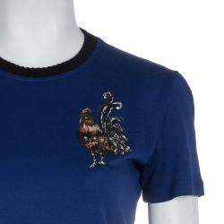 مملوكة مسبقًا فستان تيشيرت لوي فيتون ياقة مستديرة مطرز أزرق S