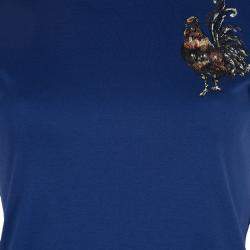 مملوكة مسبقًا فستان تيشيرت لوي فيتون ياقة مستديرة مطرز أزرق S