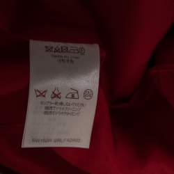 Louis Vuitton Red Wool Flared Hem Detailed Short Sleeve Dress M