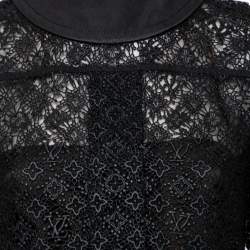 Louis Vuitton Black Lace Button Back Detail Top M