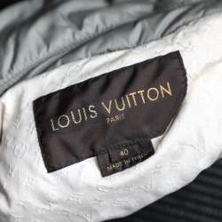 Louis Vuitton Light Grey Quilted Synthetic Belted Zip Front Jacket M