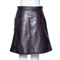 Louis Vuitton Purple Lambskin Leather Mini Skirt M