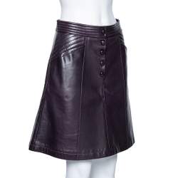 Louis Vuitton Purple Lambskin Leather Mini Skirt M