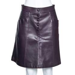 Louis Vuitton Purple Lambskin Leather Mini Skirt M