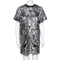 Louis Vuitton Monochrome Sequin Embellished T-Shirt Dress M