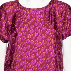 Louis Vuitton Pink Stephen Sprouse Leopard Print Silk Blouse M