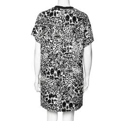 Pre Owned Louis Vuitton White Abstract Sequin Embellished Silk T-Shirt Dress M 