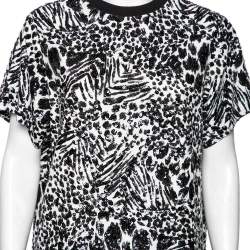 Pre Owned Louis Vuitton White Abstract Sequin Embellished Silk T-Shirt Dress M 