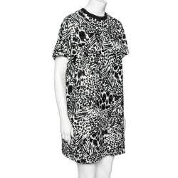 Pre Owned Louis Vuitton White Abstract Sequin Embellished Silk T-Shirt Dress M 