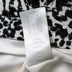 Pre Owned Louis Vuitton White Abstract Sequin Embellished Silk T-Shirt Dress M 