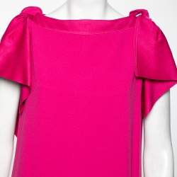 Louis Vuitton Pink Crepe Bow Detail Sleeve Shift Dress M