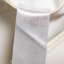 Pre Owned Louis Vuitton Off White Crepe Collared Shift Dress M