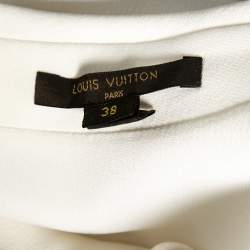 Pre Owned Louis Vuitton Off White Crepe Collared Shift Dress M
